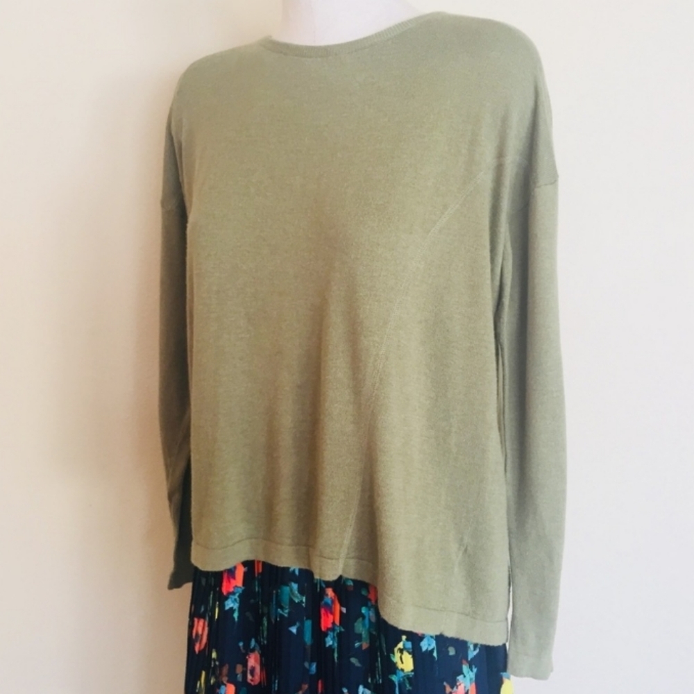 Anthropologie Kaisely | Olive Zipper Back Sweater - Picture 1 of 7